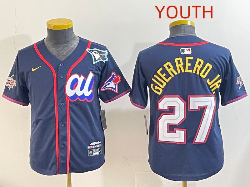 Youth 2025 Toronto Blue Jays #27 Guerrero jr Drak Blue All star Nike MLB Jersey style 3->youth mlb jersey->Youth Jersey